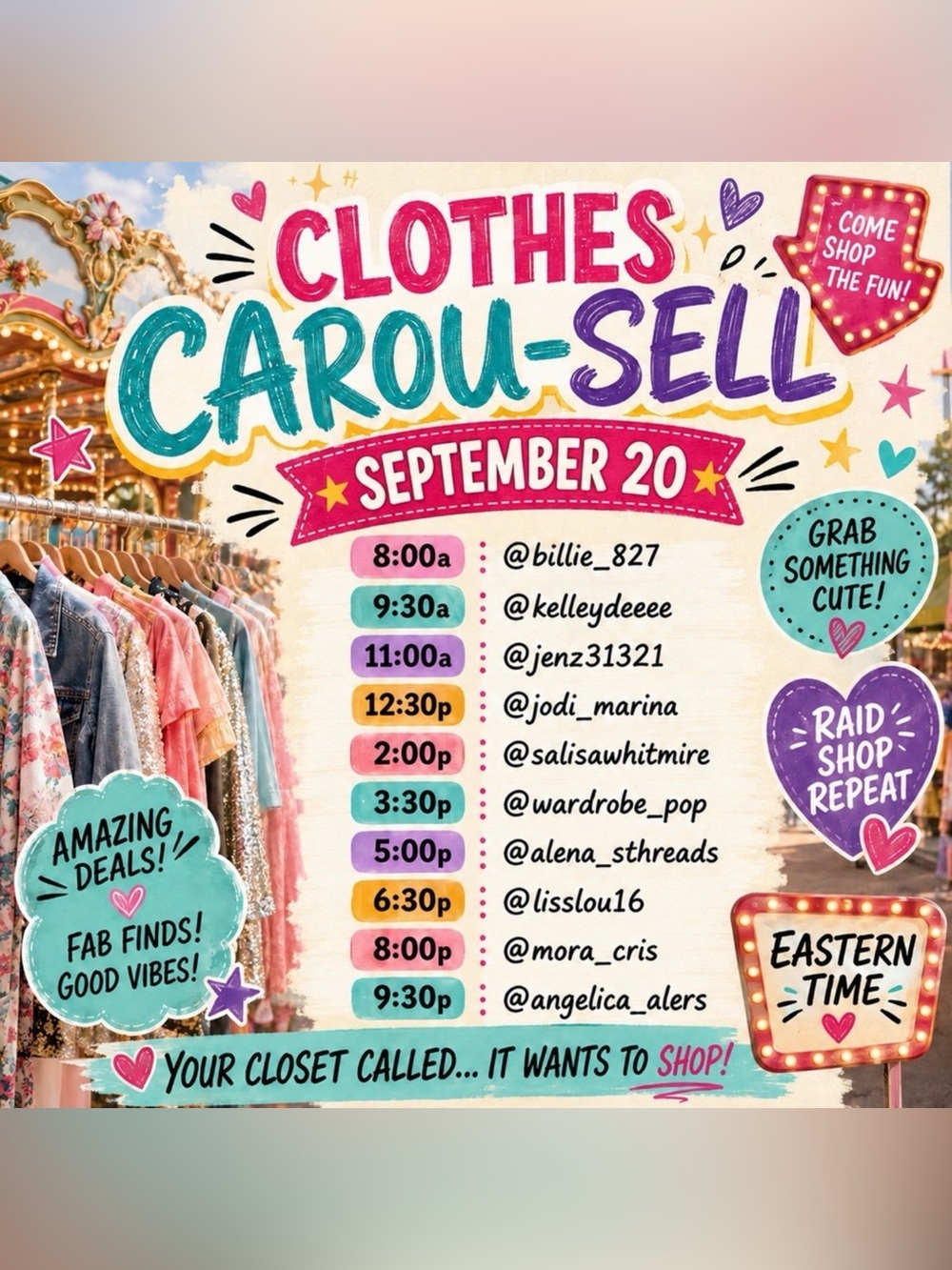 Sept 20 Carou-Sell Train 🚂